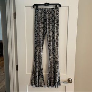 Boho/hippie snake print pattern flare pants